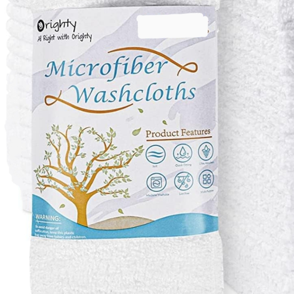 Microfiber Washcloths White Set of 4